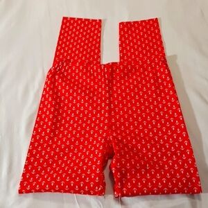Uniqlo girls size 12 or xl red pull on pants with white anchors